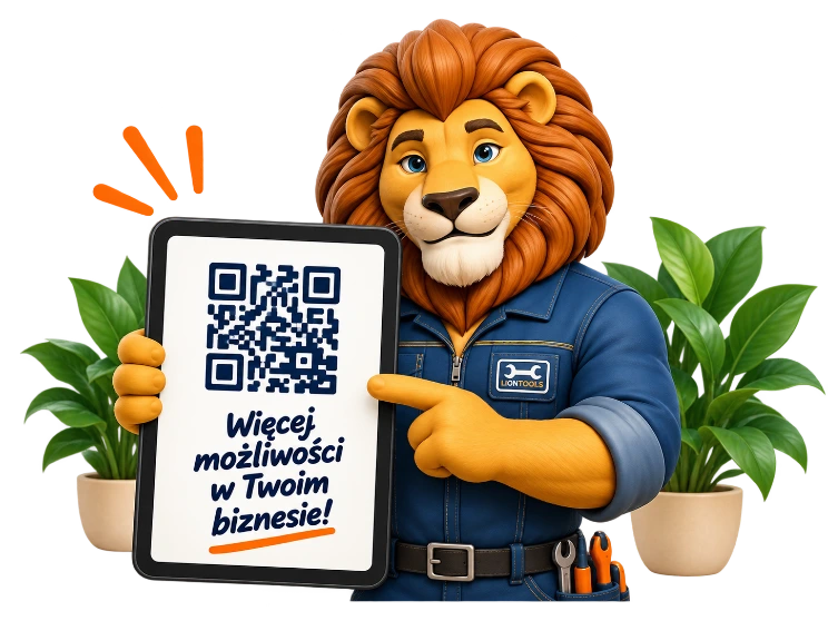 Lew pokazujący możliwości kodów QR